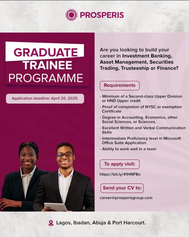 2025 Prosperis Graduate Trainee Program