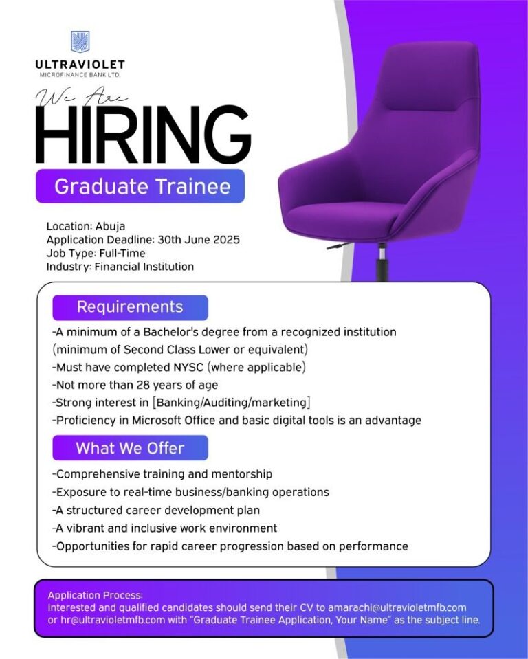 2025 Ultraviolet Microfinance Bank Graduate Trainee Program